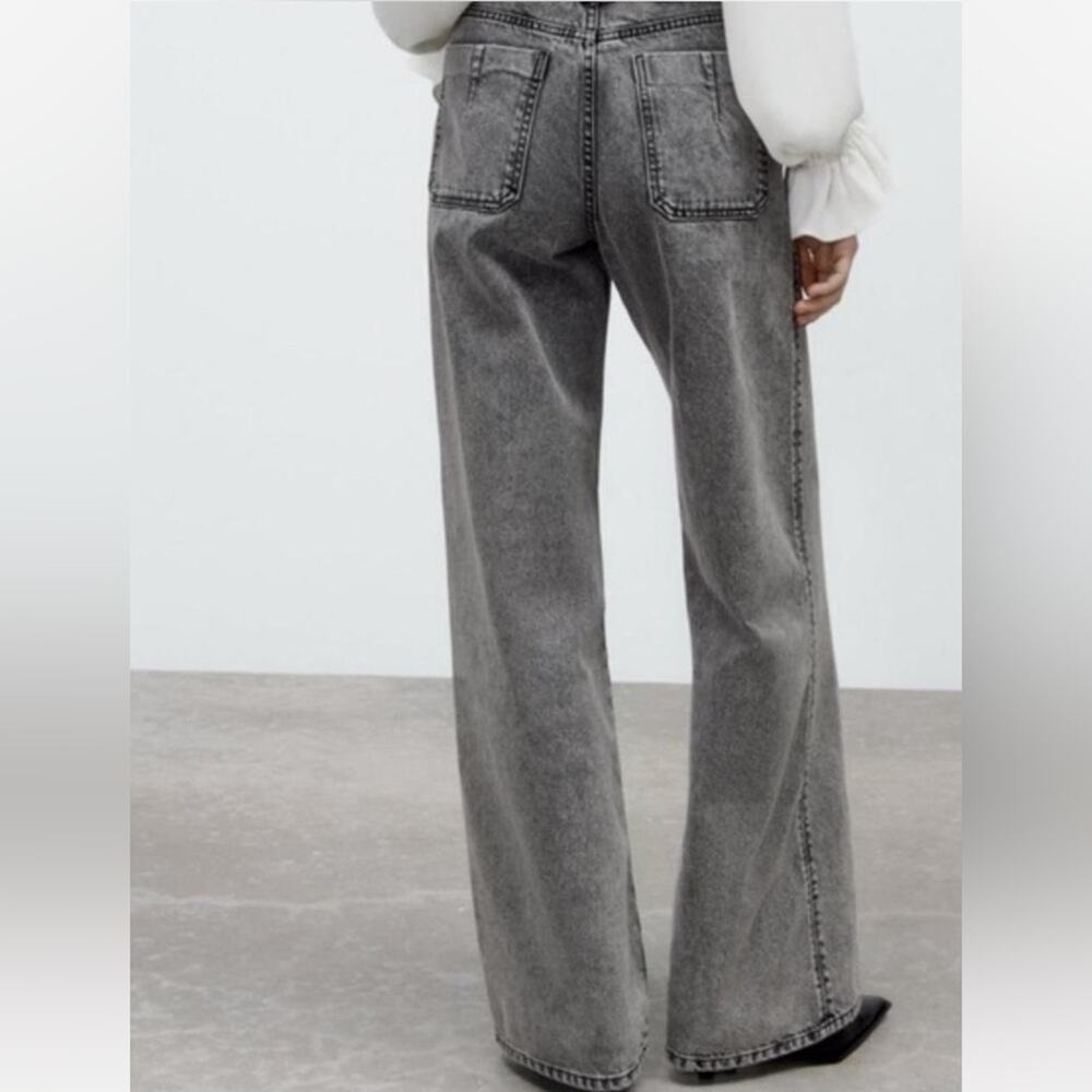 Zara Gray Wide Leg High Rise Jeans - Picture 5 of 7